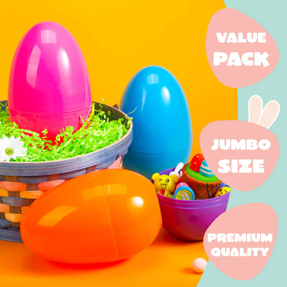 24 Large Plastic Easter Eggs (6 Inches) - Colorful Jumbo Fillable Eggs