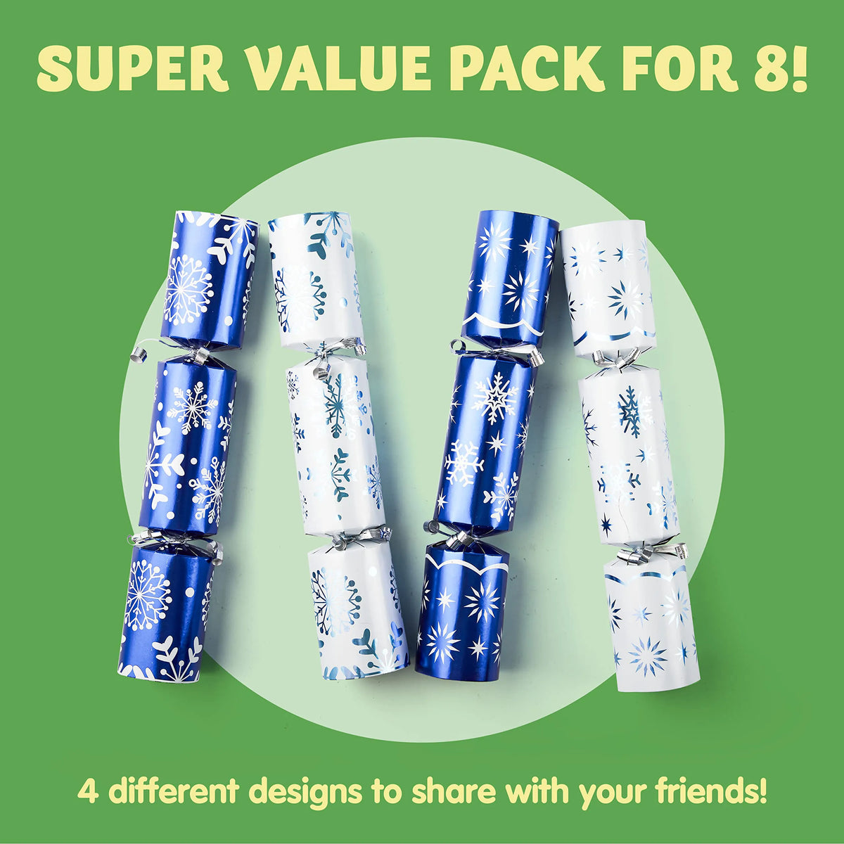 10-Inch Snowflake Christmas Party Favors (No-Snap, 8-Pack)