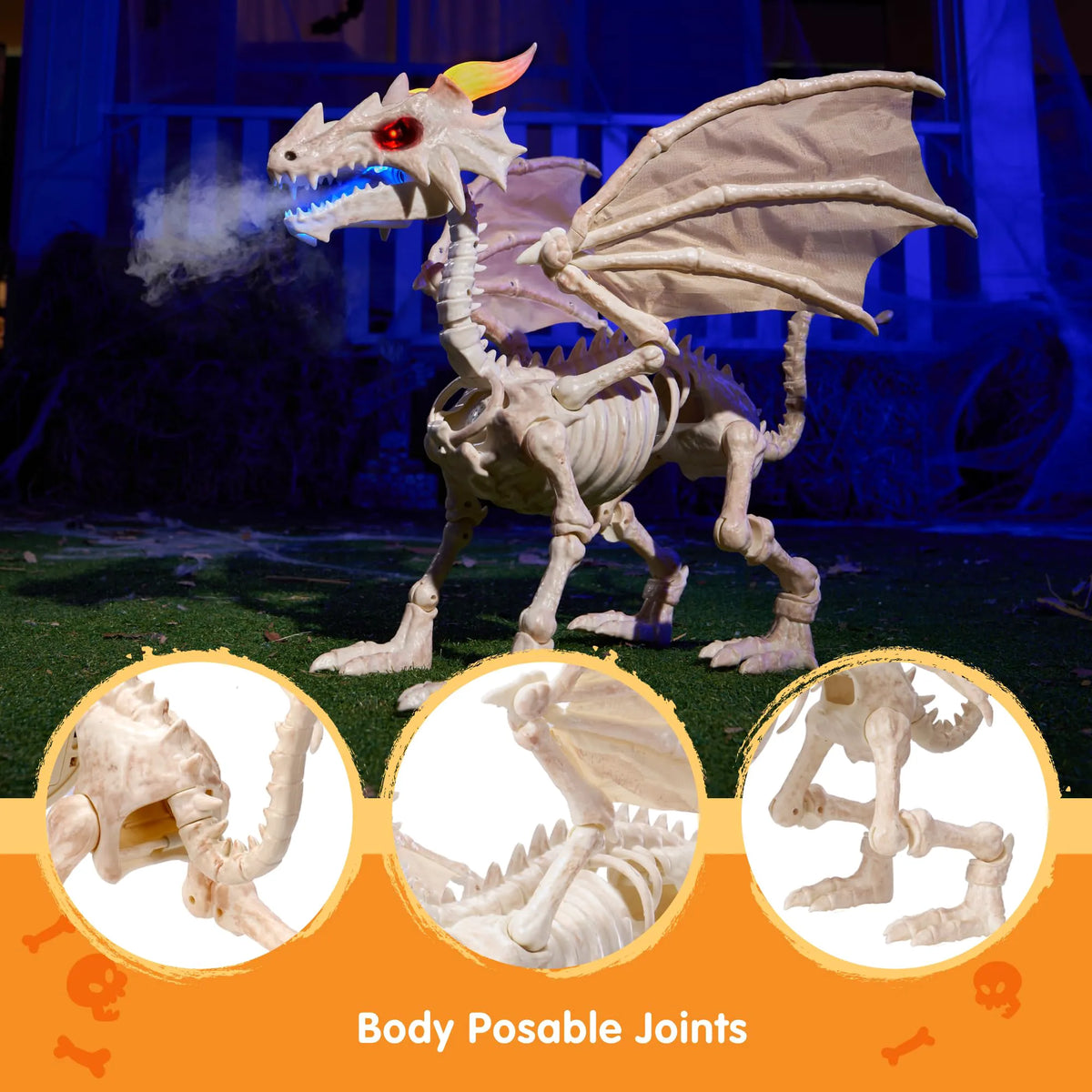 Spooky Dragon Skeleton Halloween Decoration