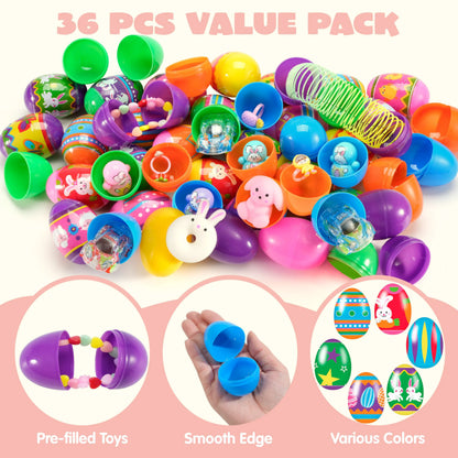 36 Prefilled Easter Eggs with Assorted Toys