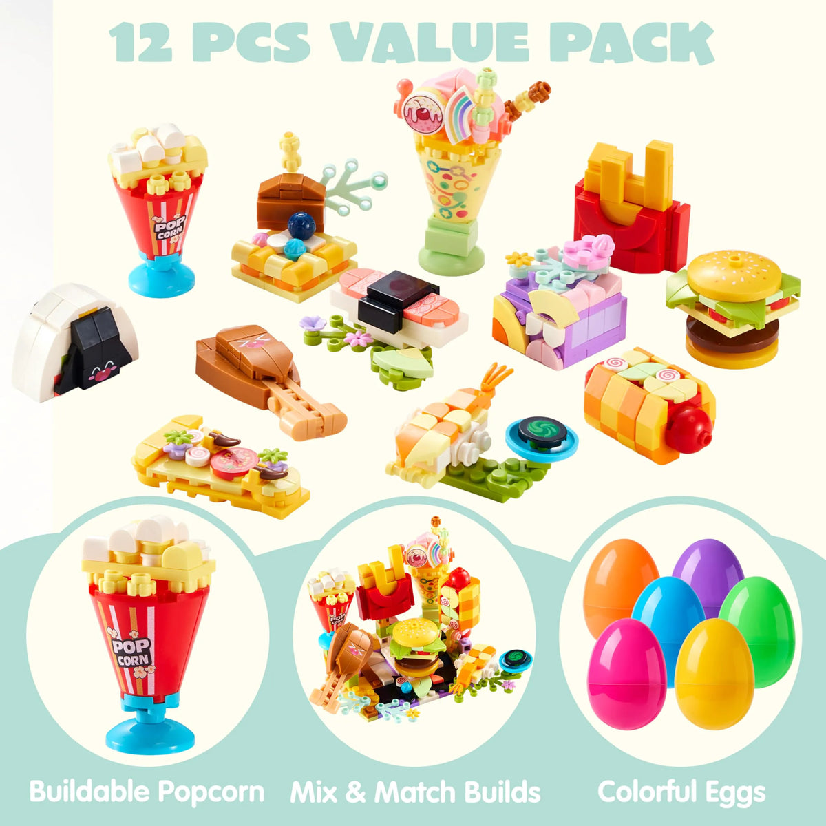 12 Prefilled Easter Eggs with Building Blocks