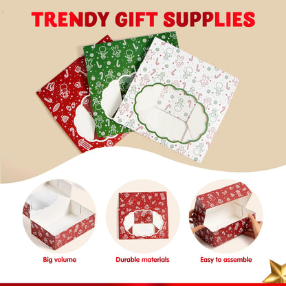 12-Pack Christmas Cookie Boxes for Gift Giving