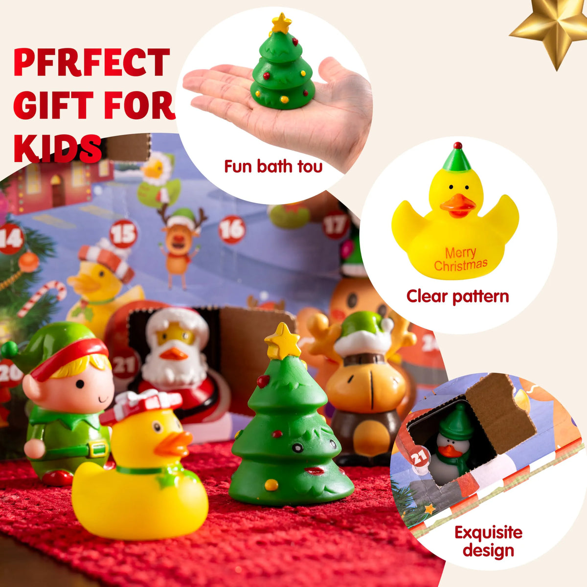24 Days of Christmas Advent Calendar with Rubber Ducky Bath Toys