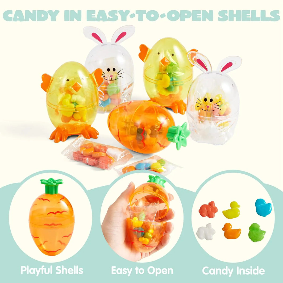 12-Pack Easter Candy-Filled Egg Shells with Carrot