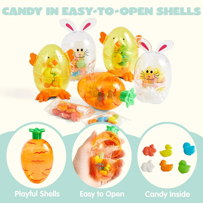 12-Pack Easter Candy-Filled Egg Shells with Carrot