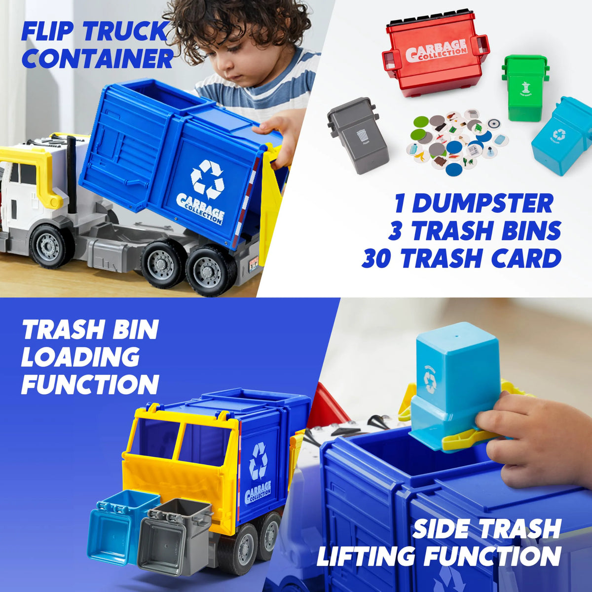 Large Friction-Powered Garbage Truck Toy Set