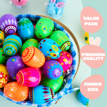 50 Bright Printed Plastic Easter Eggs for Easter Egg Hunt