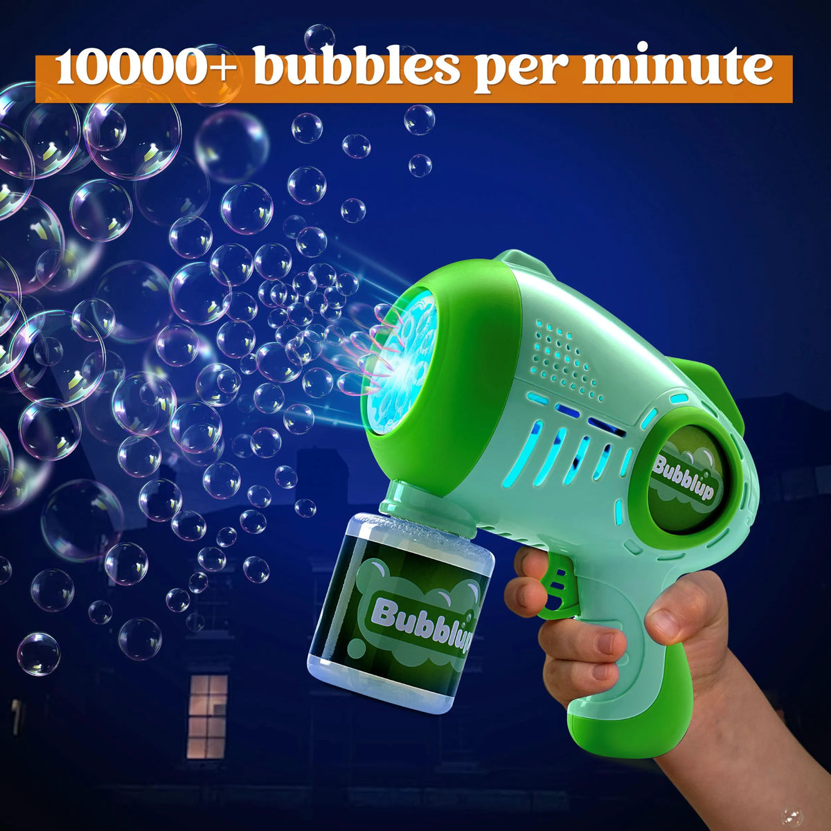 2-Pack Light-Up Automatic Bubble Guns with 4 Bottles of Bubble Solution