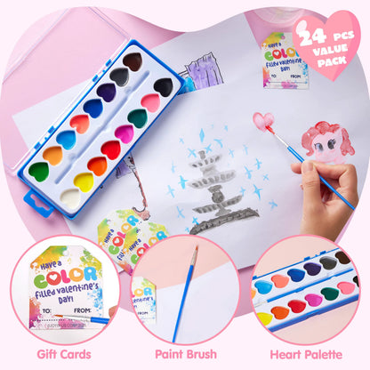 24 Heart-Shaped Watercolor Paints for Valentine's Day