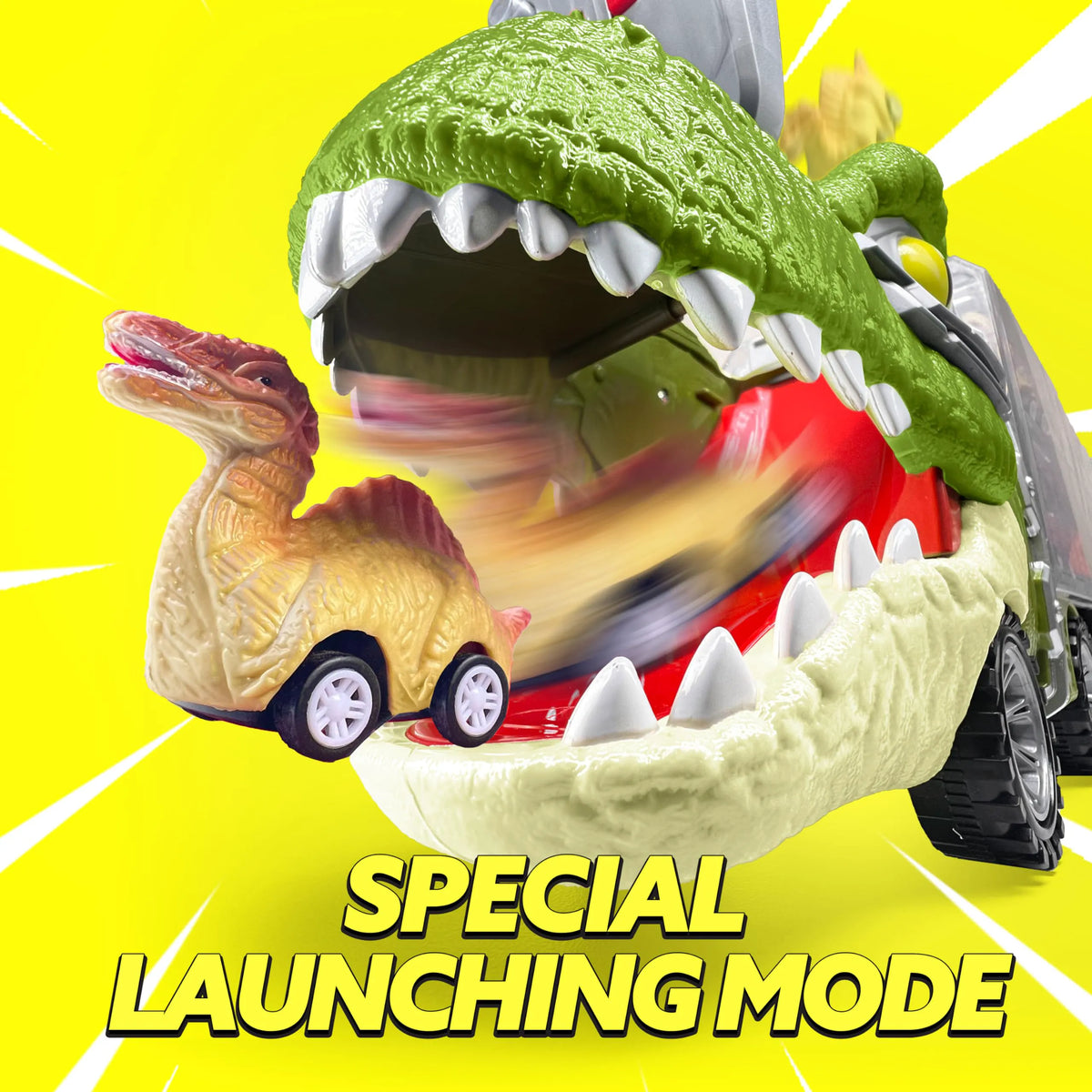 13-in-1 Dinosaur Transport Carrier Truck with Mini Car Set