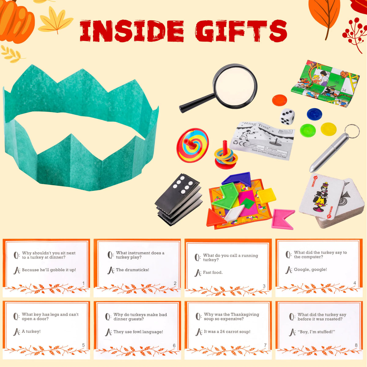 8-Pack Turkey Thanksgiving Party Favors (No Snap)