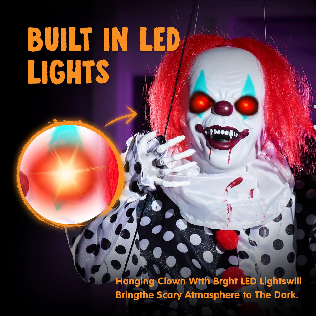 Swinging Animatronic Clown for Halloween
