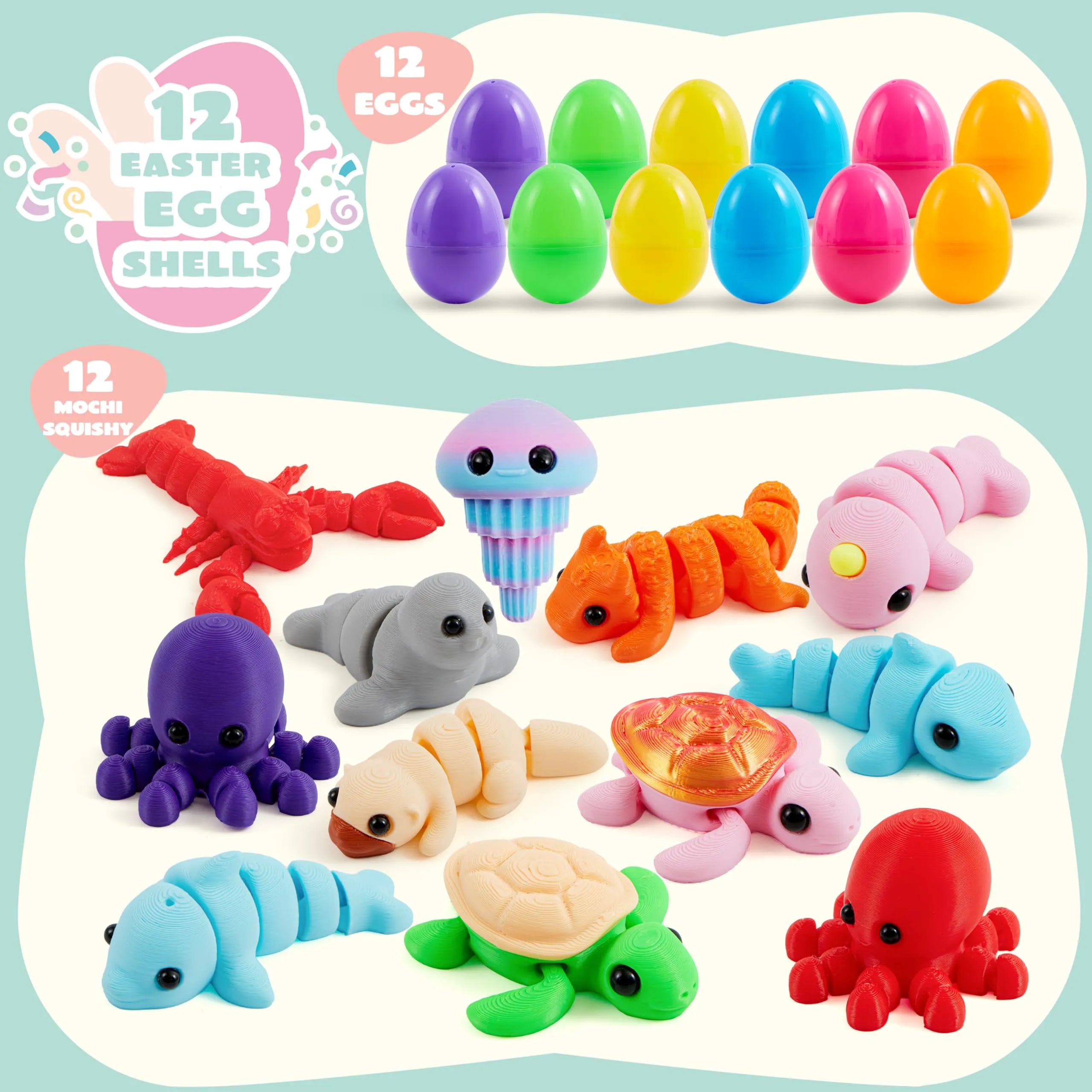 12 Prefilled Easter Eggs with Mini Sea Animals