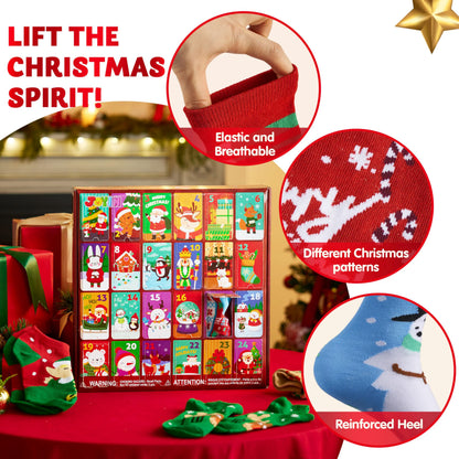 24 Days of Christmas Advent Calendar with Warm Cotton Socks for Adults