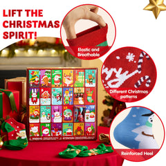 24 Days of Christmas Advent Calendar with Warm Cotton Socks for Adults