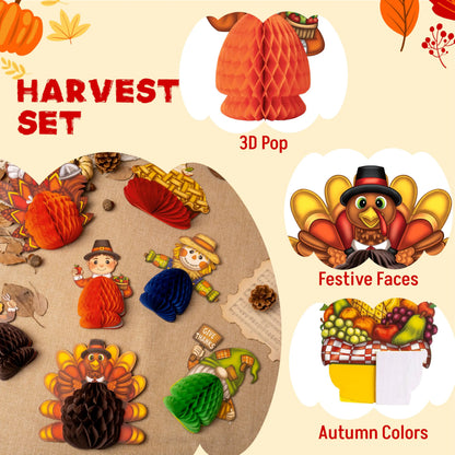 9-Piece Thanksgiving Honeycomb Decorations Set