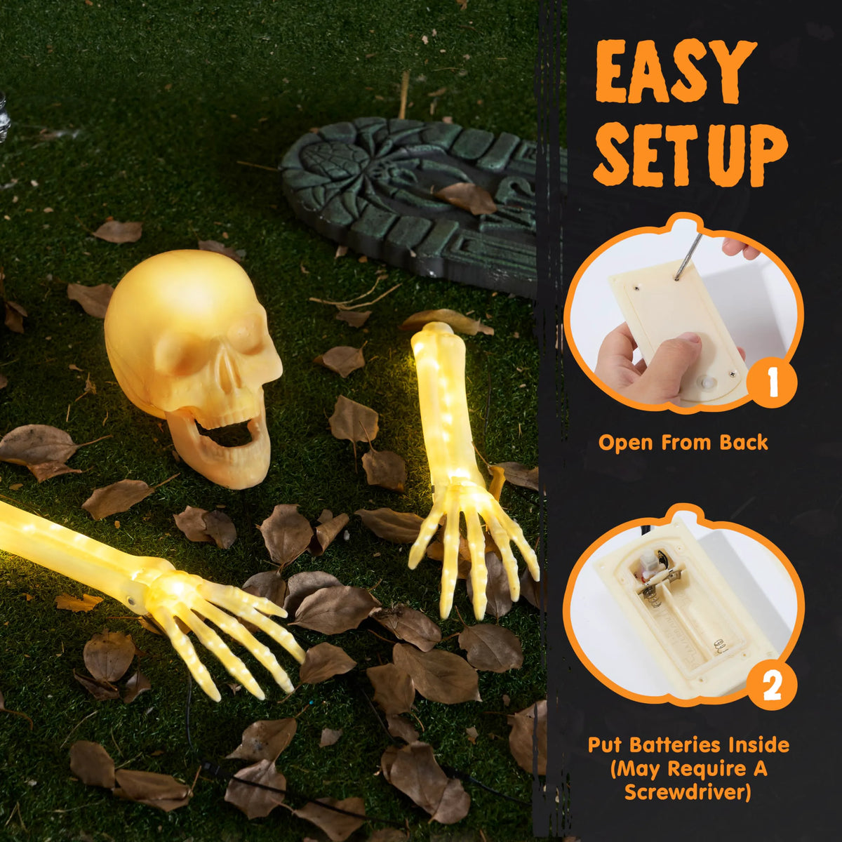 3-Piece Halloween Skeleton Decoration Set for Outdoor Use