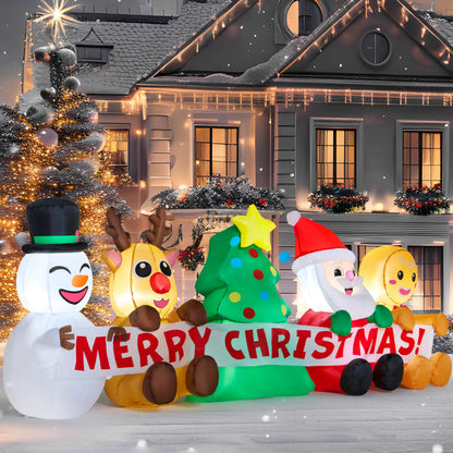 8FT Christmas Inflatable with 4 Characters and Tree