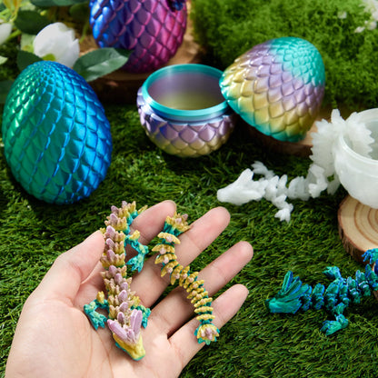 4 Pack 3D Printed Dragon Eggs with Laser Dragon - Articulated Fidget Toys for Kids