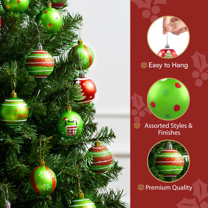 30-Piece Red and Green Christmas Ball Ornament Set, 2.36 Inches