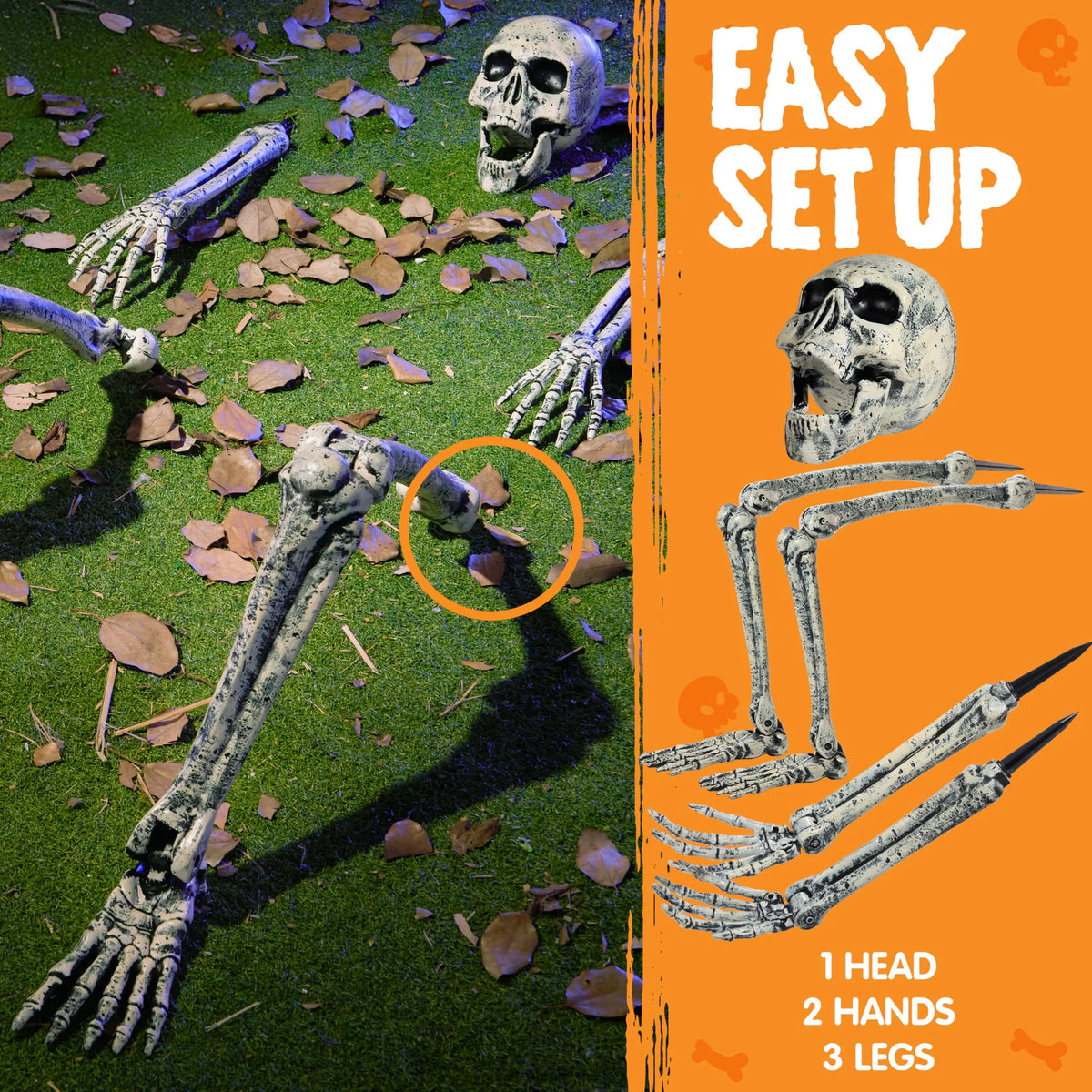 5 Pcs Life Size Skeleton Halloween Decorations for Outdoor Use