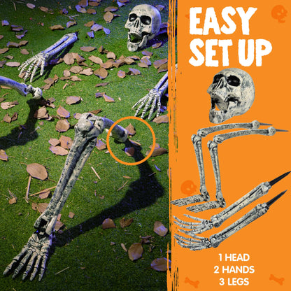 5 Pcs Life Size Skeleton Halloween Decorations for Outdoor Use