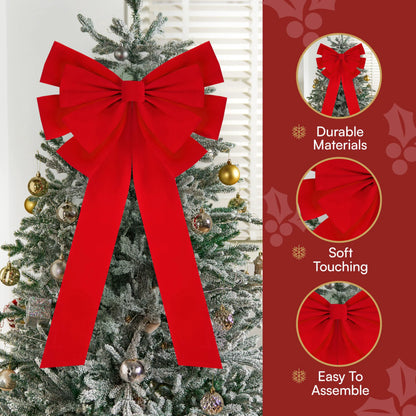Extra Large Red Velvet Christmas Bow (35" x 18")