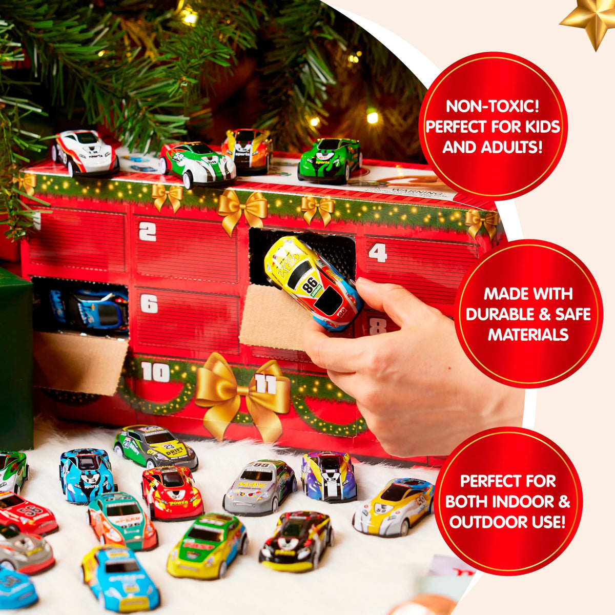 24 Days of Christmas Advent Calendar with Pull-Back Vehicles