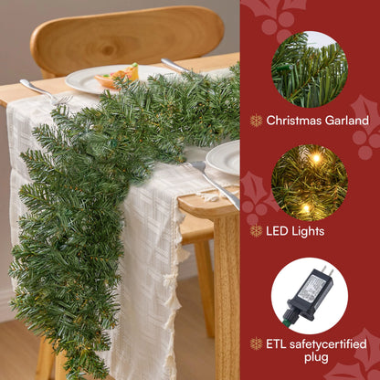 9Ft Prelit Christmas Garland with 50 Lights