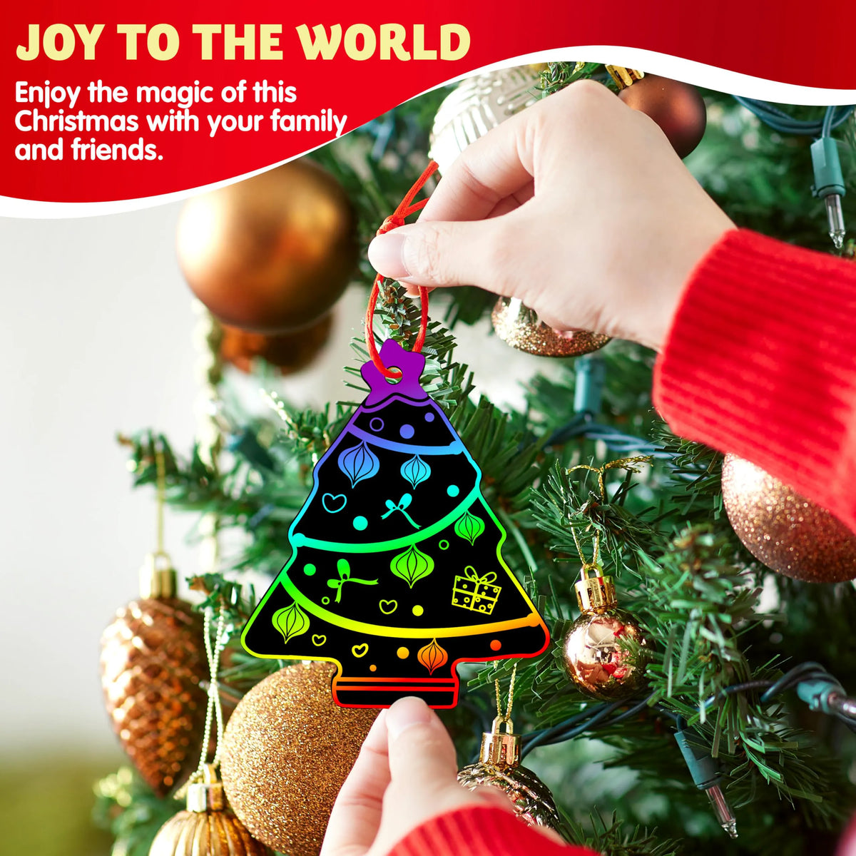 72-Piece Christmas Scratch Art Ornaments Set