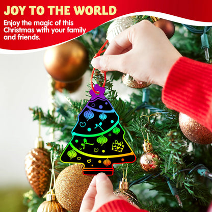 72-Piece Christmas Scratch Art Ornaments Set