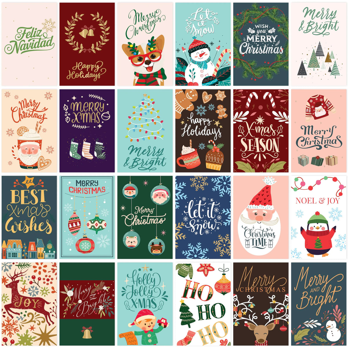 24 Christmas Cards with Envelopes and Stickers