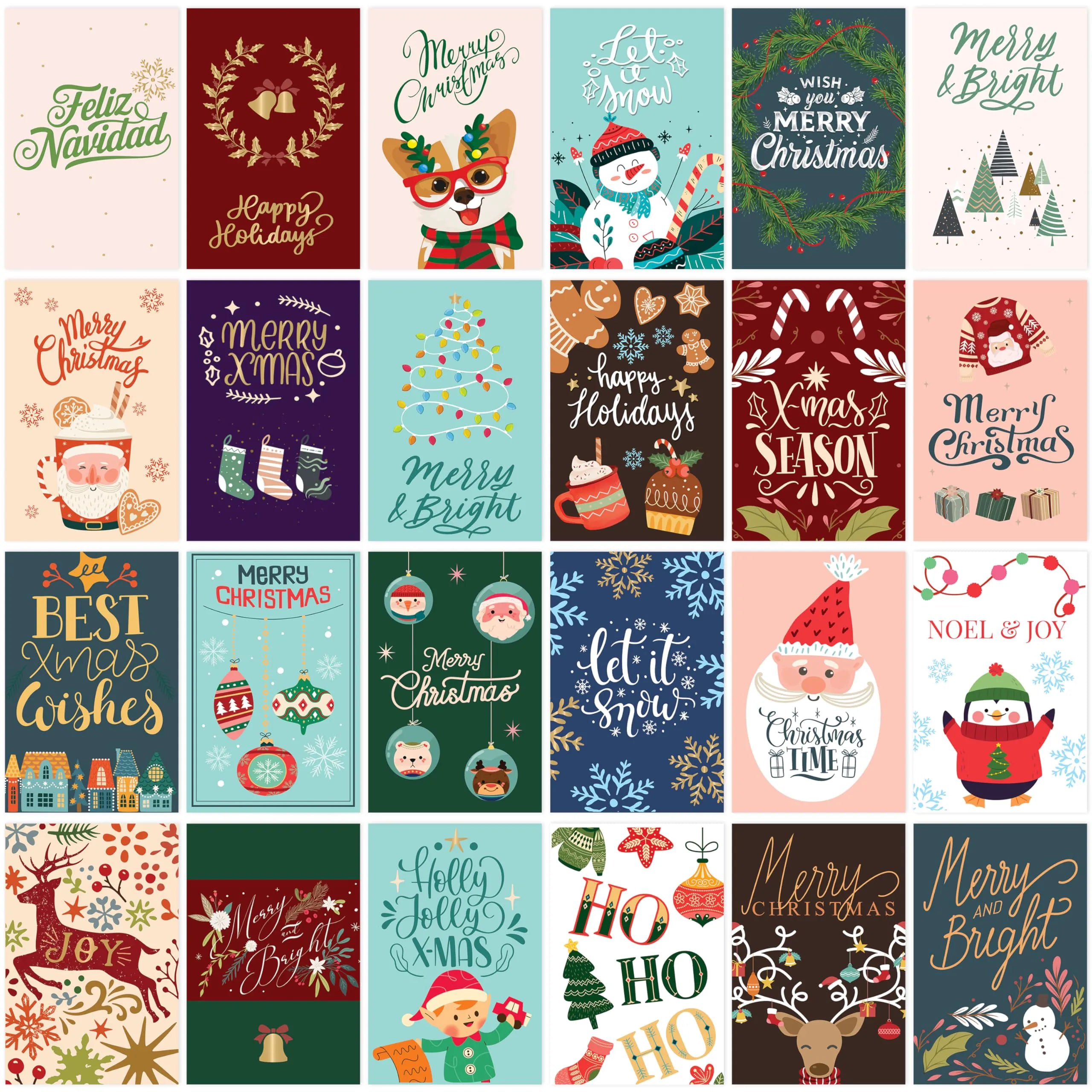 24 Christmas Cards with Envelopes and Stickers