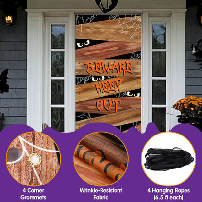 Spider Web Wooden Door Cover for Halloween