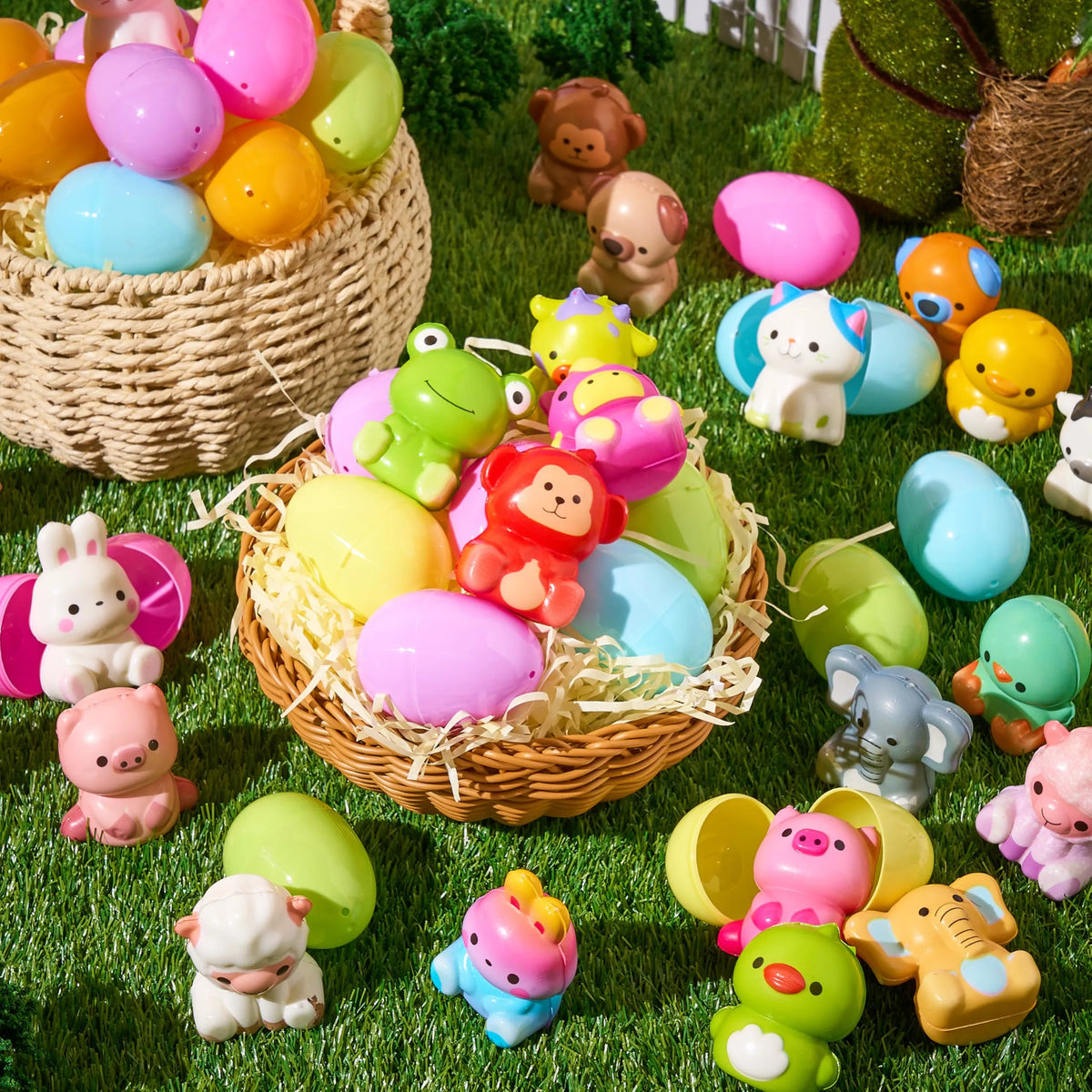 24 Pack Easter Prefilled Eggs with Animal Squishy Toys