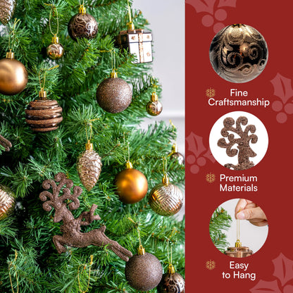 66-Piece Brown Christmas Ball Ornament Set