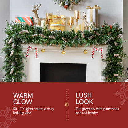9-Foot Flocked Christmas Garland with Pine