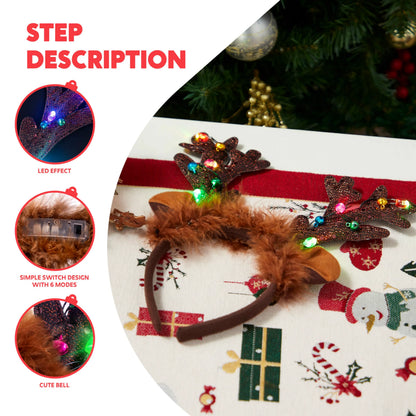 Holiday Light-Up Reindeer Headband for Adults and Kids