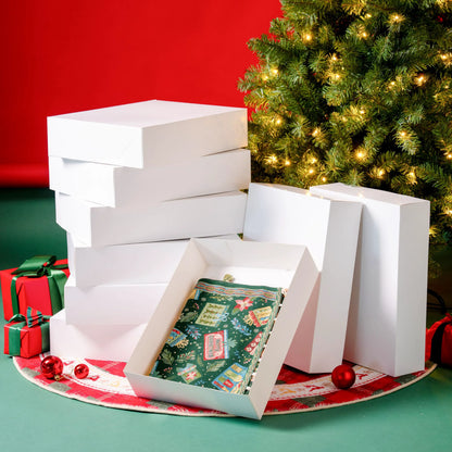 12 Pack Large Christmas Gift Boxes with Lids, 17 x 13 x 4 Inches for Presents
