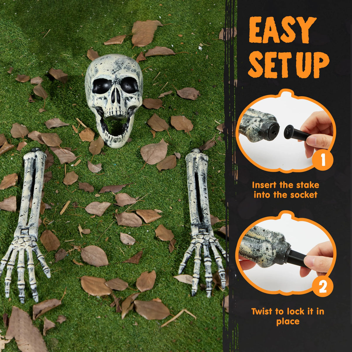 3-Piece Halloween Skeleton Decoration Set for Outdoor Use