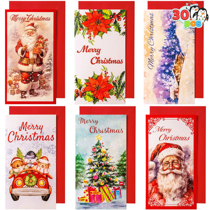 30 Christmas Classic Money Cards with Envelopes
