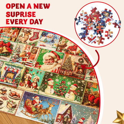 1000-Piece 24-Day Christmas Advent Calendar Puzzle Set