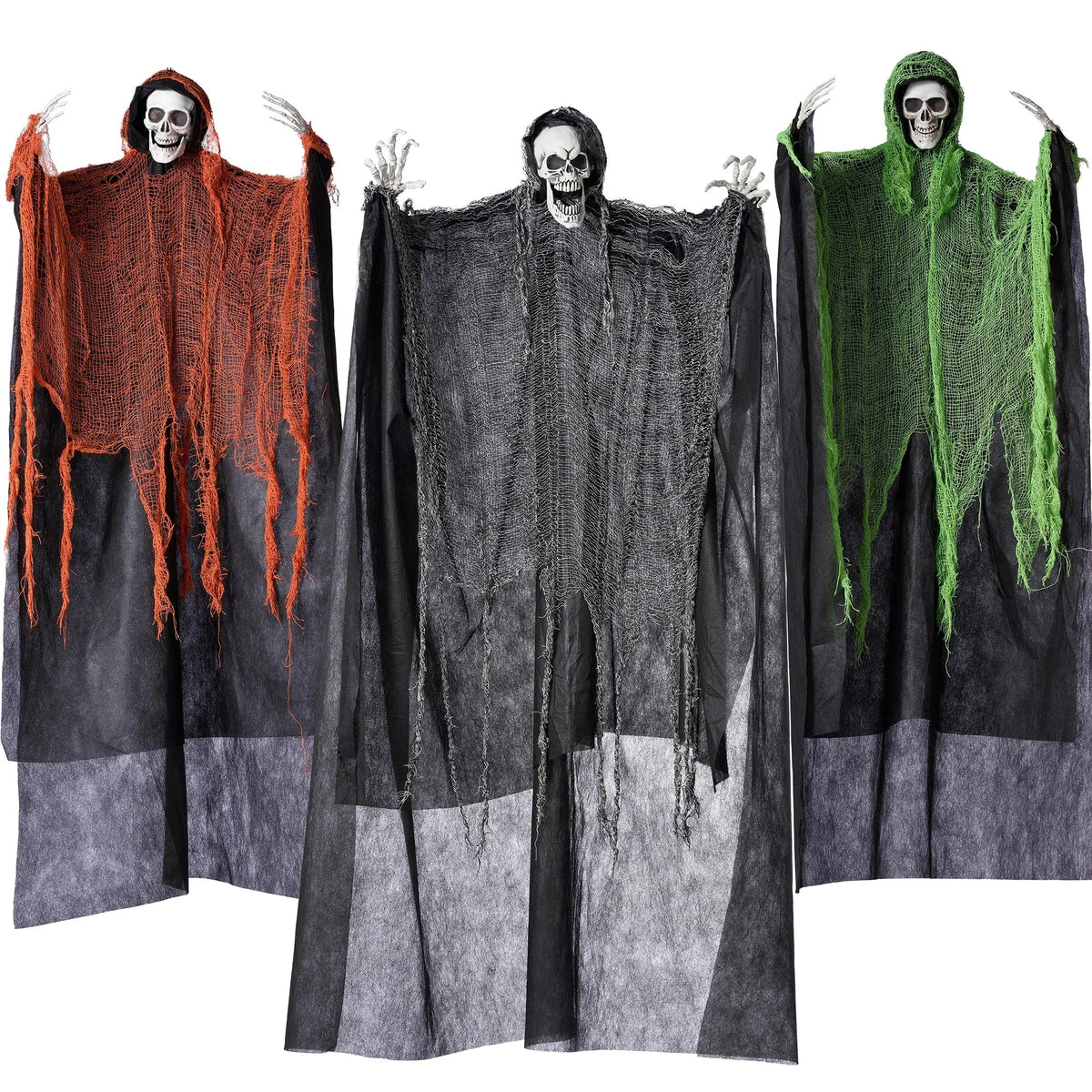 3 Pcs Halloween Hanging Grim Reapers - One 67in & Two 47in