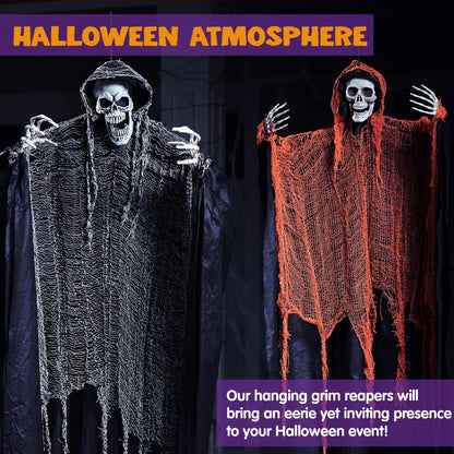 3 Pcs Halloween Hanging Grim Reapers - One 67in & Two 47in