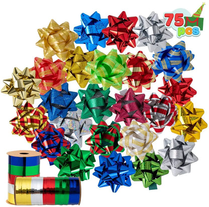 3 Inch Christmas Gift Bows, 75 Pack