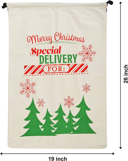 Large Santa Sacks Gift Bags, 3 Pack