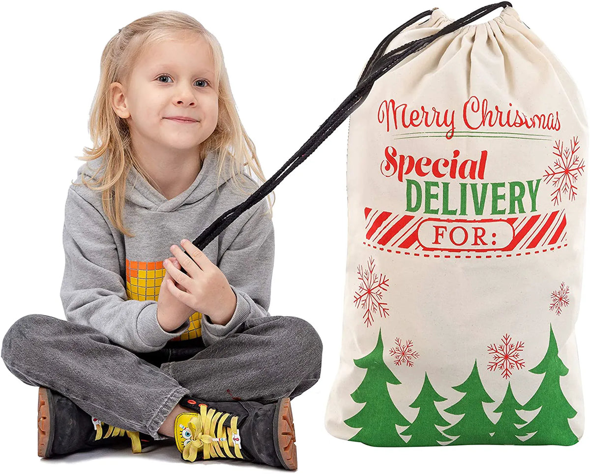 Large Santa Sacks Gift Bags, 3 Pack