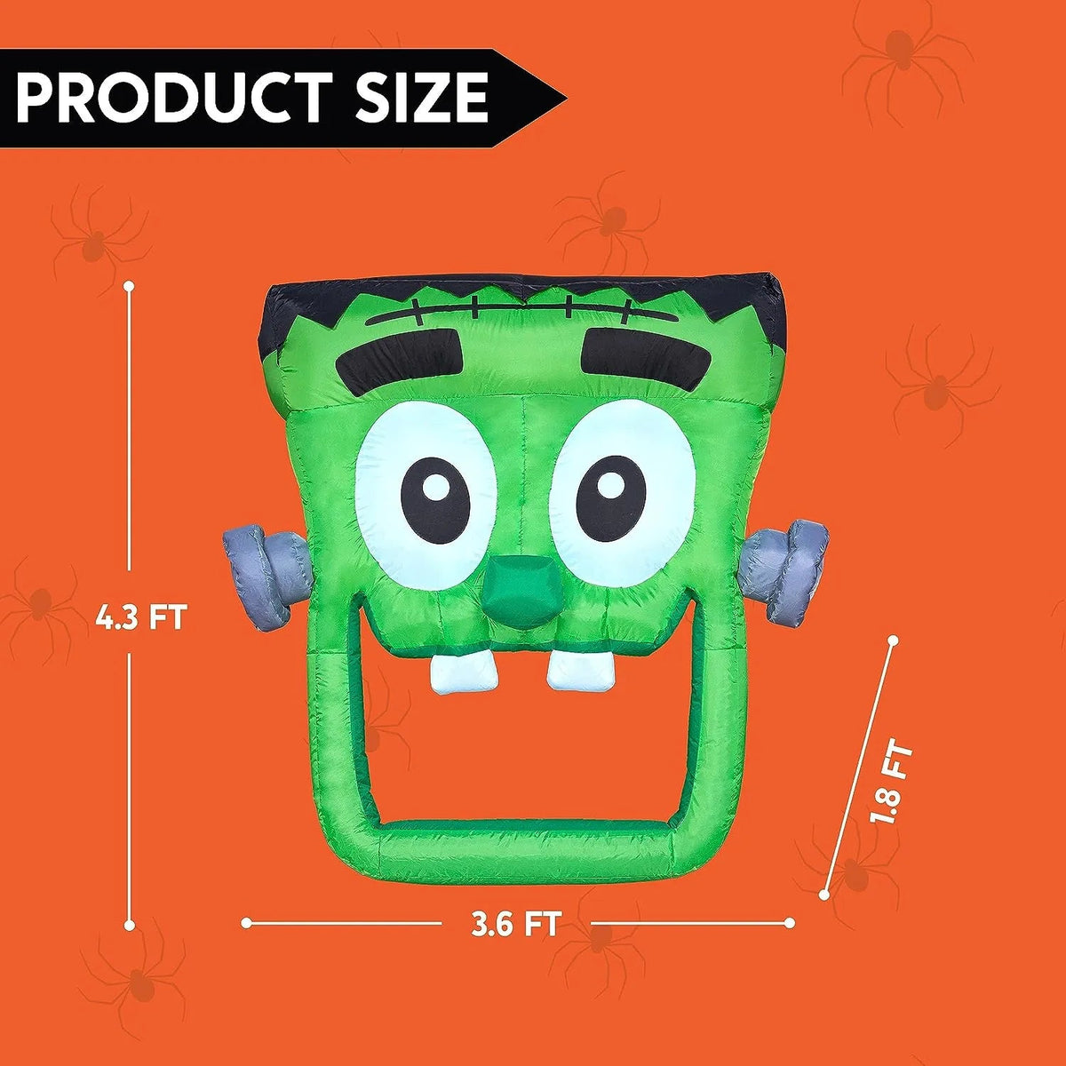 4.3ft Halloween Inflatable Green Zombie Face for Trunk or Treat