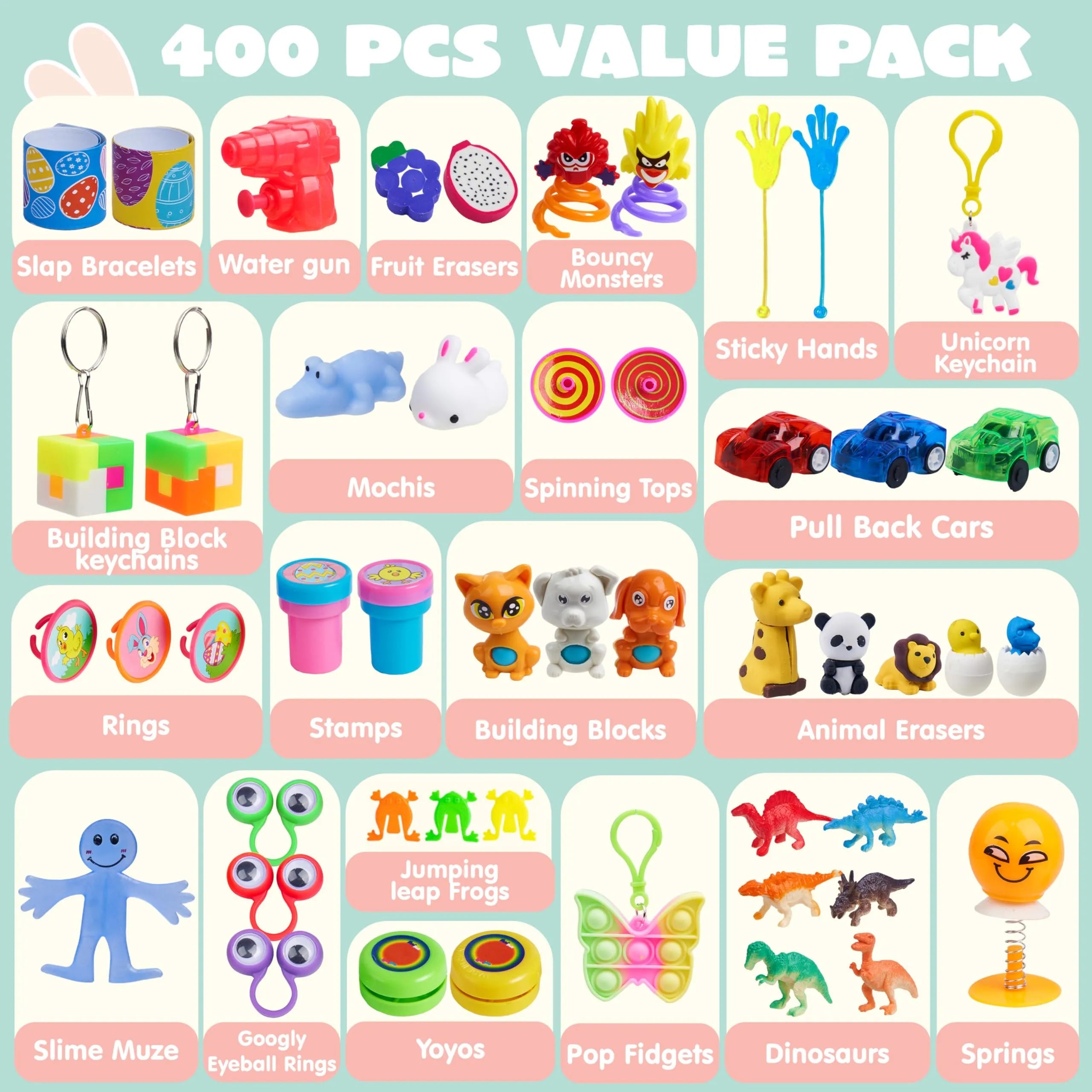 400 Prefilled Easter Eggs with Assorted Toys Inside, Plus 400 Stickers