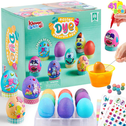 41-Piece Easter Egg Decorating DIY Kit with Dye Tablets and Stickers